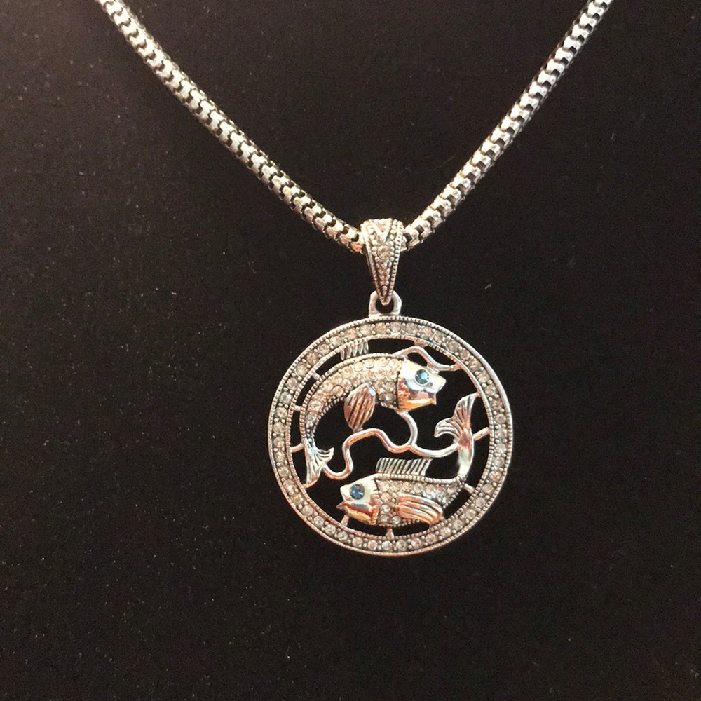 Double Fish Sparkle Crystal Necklace